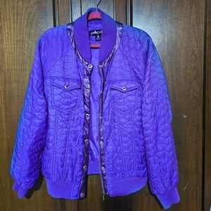 Pelle Pelle Vintage Purple Quilted Bomber Jacket